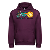 Mauve Wine peace love softball Urban Hoodie - Artiststas