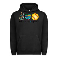 Pigment Black peace love softball Urban Hoodie - Artiststas