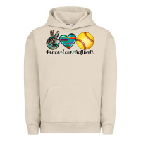 Pigment French Oak peace love softball Urban Hoodie - Artiststas