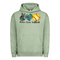 Pigment Oil Green peace love softball Urban Hoodie - Artiststas
