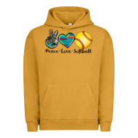 Pigment Peanut Butter peace love softball Urban Hoodie - Artiststas