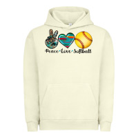 Pigment Pistachio peace love softball Urban Hoodie - Artiststas