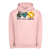 Pigment Salmon peace love softball Urban Hoodie - Artiststas