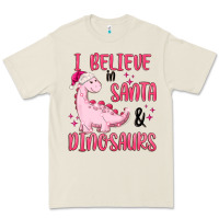 Bone i believe in santa & dinosaurs pink Premium Tee - MaliasSmallBusiness