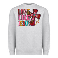 Heather Grey love like jesus Heavyweight Sweatshirt - OliviaCreatesArt