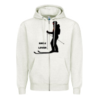 Oatmeal Heather nighttime ski adventure Zipper Hoodie - tuanDangUi