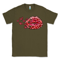 Army Green kiss with leopard and hearts Classic Tee - RanaPortraitStore