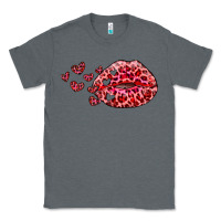 Charcoal Heather kiss with leopard and hearts Classic Tee - RanaPortraitStore