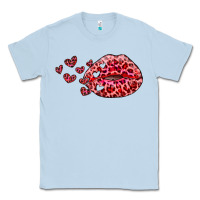 Dusty Blue kiss with leopard and hearts Classic Tee - RanaPortraitStore