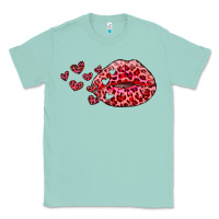 Seafoam kiss with leopard and hearts Classic Tee - RanaPortraitStore