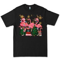 Black christmas flamingos Premium Tee - MaliasSmallBusiness