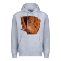 Heather Grey baseball glove Premium Hoodie - FaDigitalArtStudio