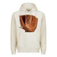 Oatmeal Heather baseball glove Premium Hoodie - FaDigitalArtStudio