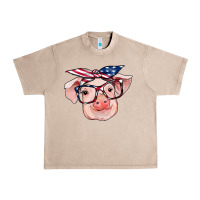 French Oak american flag with pig Urban Heavy Tee - RanaPortraitStore