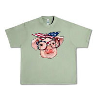 Oil Green american flag with pig Urban Heavy Tee - RanaPortraitStore