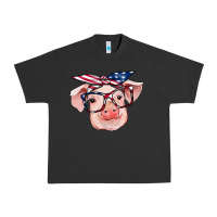 Pigment Black american flag with pig Urban Heavy Tee - RanaPortraitStore