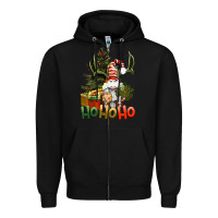 Black Ho Ho Ho Christmas Gnome Zipper Hoodie - BundleAndBundleShop