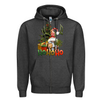 Charcoal Heather Ho Ho Ho Christmas Gnome Zipper Hoodie - BundleAndBundleShop
