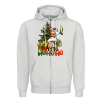 Dove Grey Ho Ho Ho Christmas Gnome Zipper Hoodie - BundleAndBundleShop