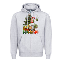 Heather Grey Ho Ho Ho Christmas Gnome Zipper Hoodie - BundleAndBundleShop