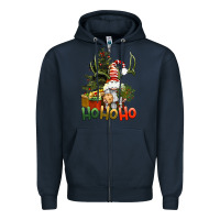 Navy Ho Ho Ho Christmas Gnome Zipper Hoodie - BundleAndBundleShop