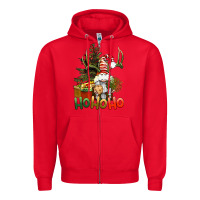 Red Ho Ho Ho Christmas Gnome Zipper Hoodie - BundleAndBundleShop