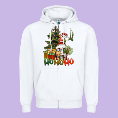 Ho Ho Ho Christmas Gnome Zipper Hoodie Designed By Bundleandbundleshop