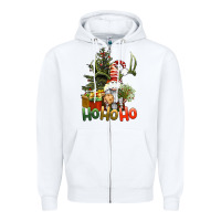 White Ho Ho Ho Christmas Gnome Zipper Hoodie - BundleAndBundleShop