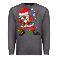 Charcoal Heather Dabbing Santa Christmas Tree Lights Premium Sweatshirt - tuanDangUi