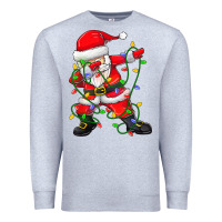 Heather Grey Dabbing Santa Christmas Tree Lights Premium Sweatshirt - tuanDangUi