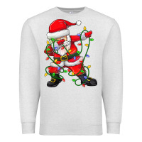 Oatmeal Heather Dabbing Santa Christmas Tree Lights Premium Sweatshirt - tuanDangUi