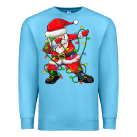 Ocean Blue Dabbing Santa Christmas Tree Lights Premium Sweatshirt - tuanDangUi