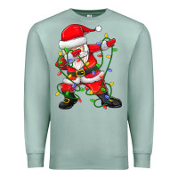 Seafoam Dabbing Santa Christmas Tree Lights Premium Sweatshirt - tuanDangUi