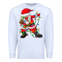 White Dabbing Santa Christmas Tree Lights Premium Sweatshirt - tuanDangUi