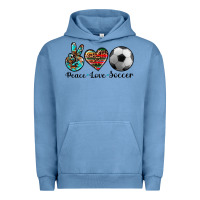Pigment Pebble Blue peace love soccer Urban Hoodie - Artiststas