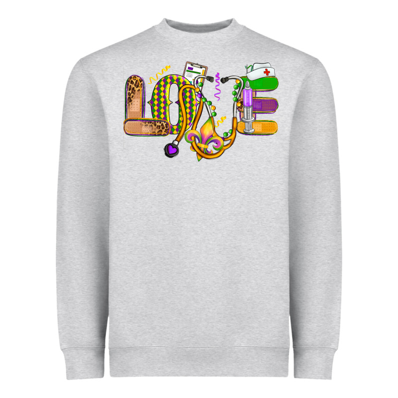 Love Nurse Mardi Gras Heavyweight Sweatshirt by OliviaCreatesArt | Teevron