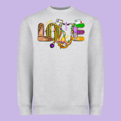 Love Nurse Mardi Gras Heavyweight Sweatshirt Designed By Oliviacreatesart
