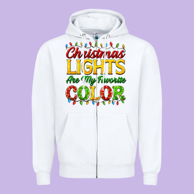 Christmas Lights Are My Favorite Color Zipper Hoodie Designed By Fadigitalartstudio
