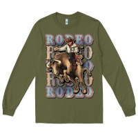Army Green Rodeo Cowboy bull western Long Sleeve Tee - HowdyJamesFarm