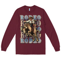 Burgundy Rodeo Cowboy bull western Long Sleeve Tee - HowdyJamesFarm