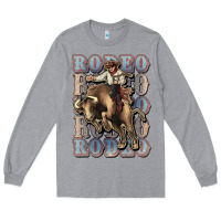 Heather Grey Rodeo Cowboy bull western Long Sleeve Tee - HowdyJamesFarm