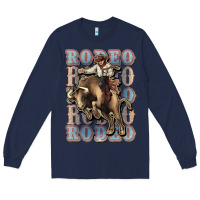 Navy Rodeo Cowboy bull western Long Sleeve Tee - HowdyJamesFarm