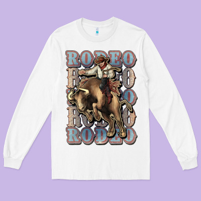 Rodeo Cowboy Bull Western Long Sleeve Tee Designed By Howdyjamesfarm