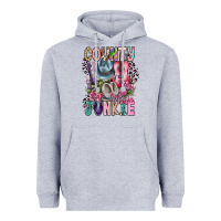 Heather Grey country music junkie Heavyweight Hoodie - CowhideDigitalArt