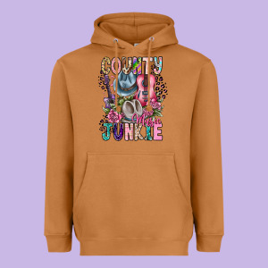 Country Music Junkie Heavyweight Hoodie Designed By Cowhidedigitalart