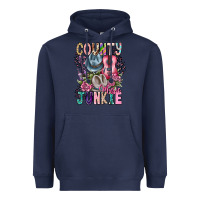 Navy country music junkie Heavyweight Hoodie - CowhideDigitalArt