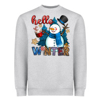 Heather Grey hello winter Heavyweight Sweatshirt - OliviaCreatesArt