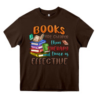 Chocolate Brown books are cheaper than therapy Heavy Core Tee - MaliasSmallBusiness