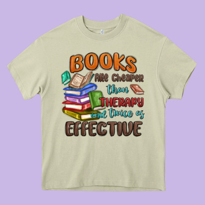 Books Are Cheaper Than Therapy Heavy Core Tee Designed By Maliassmallbusiness