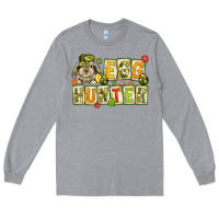 Heather Grey Egg hunter with camouflage plate letters Easter Long Sleeve Tee - HowdyJamesFarm